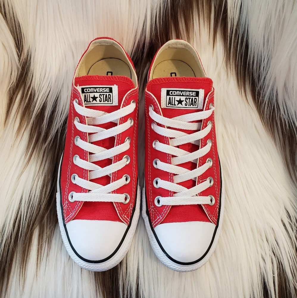 Converse red low top sneakers